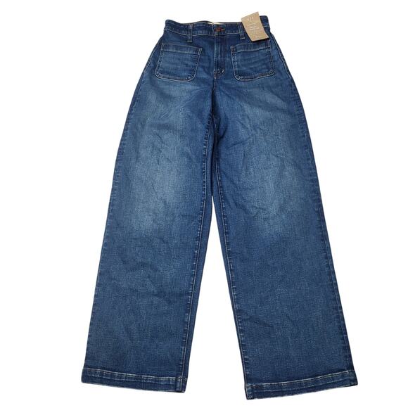 Madewell Curvy Emmett Wide Leg Trouser Jeans Patch Pockets Medium Wash 26 - Picture 3 of 12